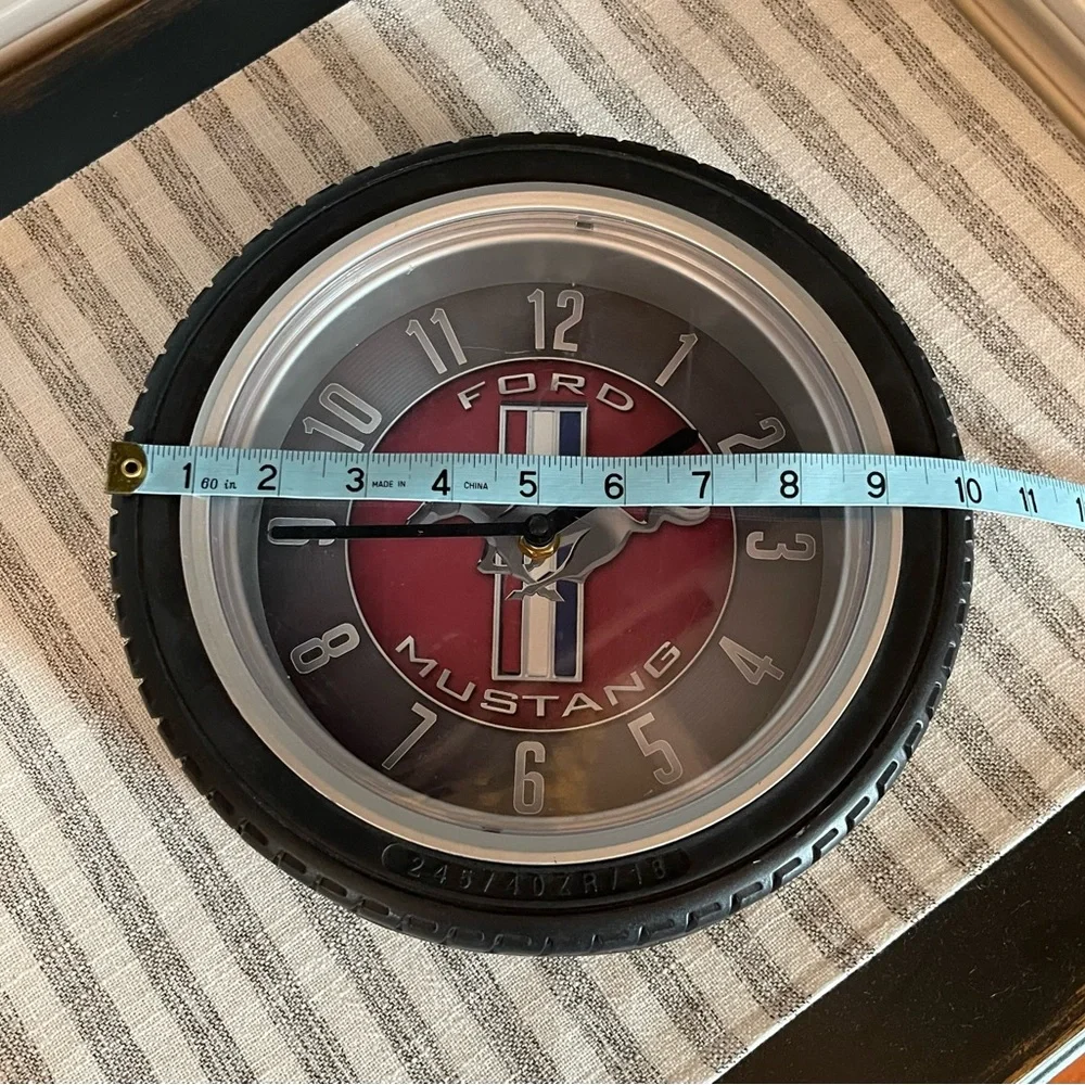Ford Mustang Wall Clock with Red and Black Design - Works Great